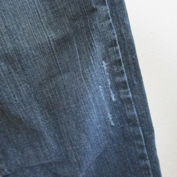 Pull on Distressed Maternity Jeans Womens Size M Blue Denim Straight Leg Elastic - Picture 3 of 7
